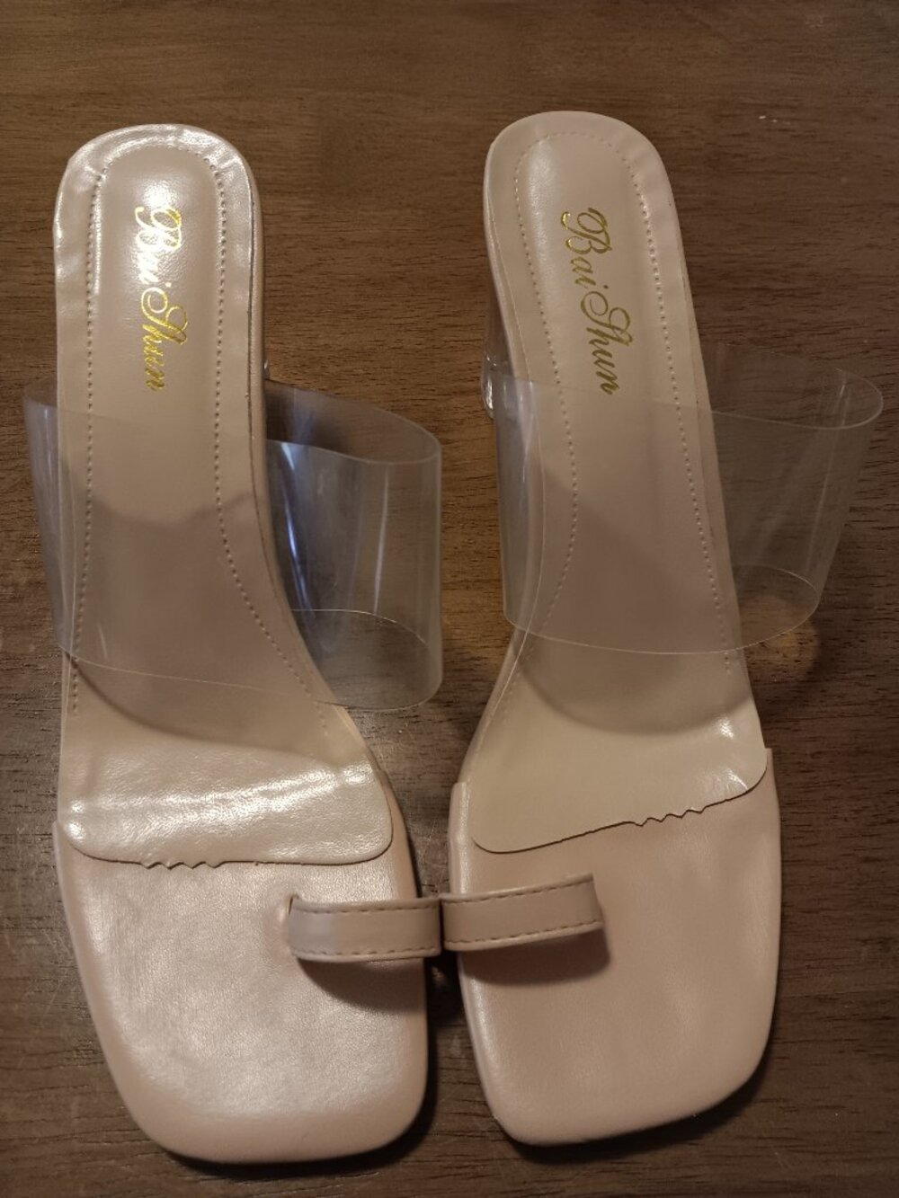 Clear chunky heels thong sandals